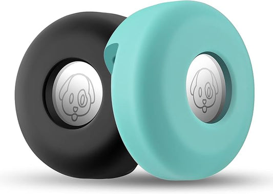 Airtag Holder for Dog Collar, Cibaabo Silicone Air Tag Case Cover Compatible with Apple Airtags for 0.8-1.2inch Cat Pet Collar Harness Loop-PawvioPets