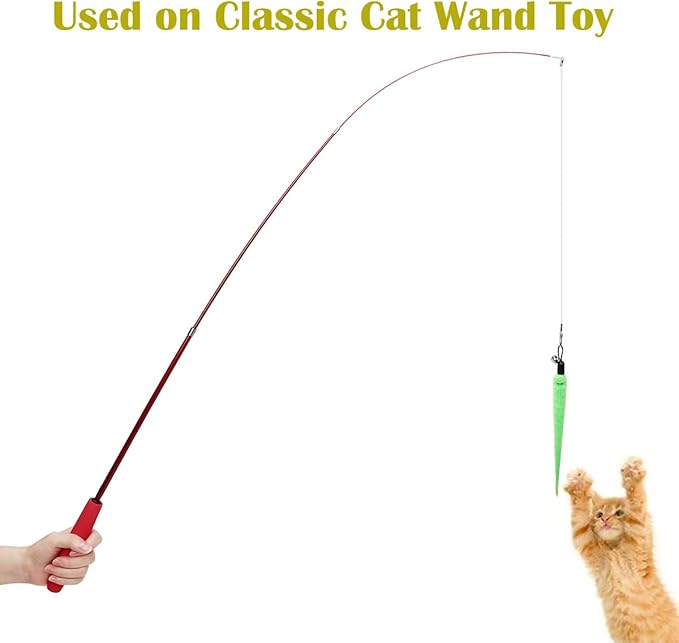 10PCS Cat Worm Toy for Cats, Cat Wand Toy Accessories, Cat Feather Toy Attachments Replacements, and 1PC Black String for Cat Fishing Pole Toy, Assorted Worm Cat Toy Teaser for Indoor Cats Kitten-PawvioPets