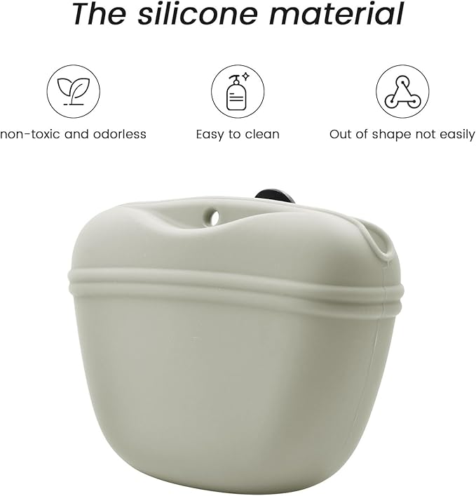 AUDWUD Silicone Dog Treat Pouch,Clip on Portable Training Container,Convenient Magnetic Buckle Closing and Waist Clip,No BPA-PawvioPets