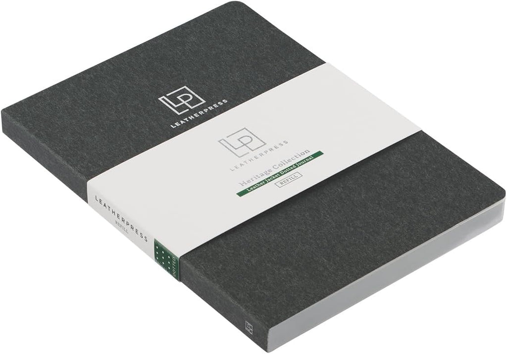 Luxury Leather Refillable Journal/Writing Notebook for Men & Women, Reusable Full-grain Leather Cover, 120gsm Thick Paper, Blank, Dotted, Lined Refills