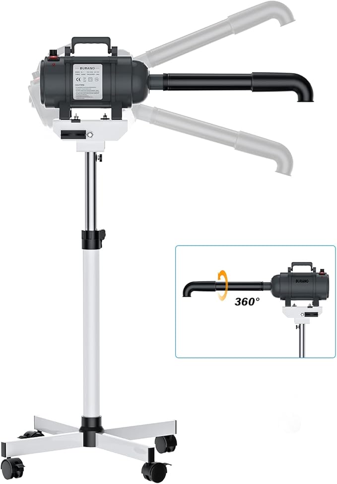 Burano High Velocity Dog Pet Stand Grooming Dog Dryer with 4.3HP Variable Dog Blow Dryer, Fluffy Dry-PawvioPets