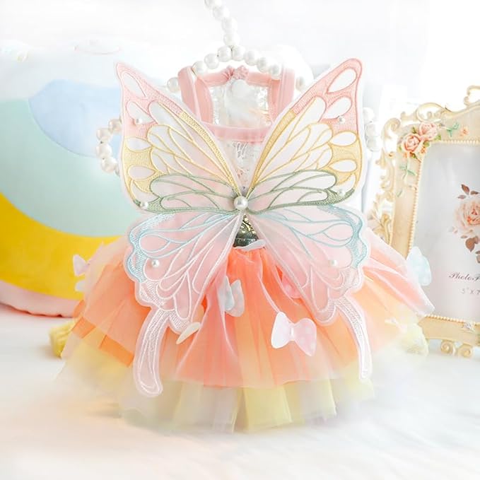 Dog Princess Dresses for Small Dogs Lolita Clothes Butterfly Costume Pet Girl Cute Coat Outfits Summer Costumes Puppy Handmade Skirt Cat Spring (XL,Butterfly)-PawvioPets