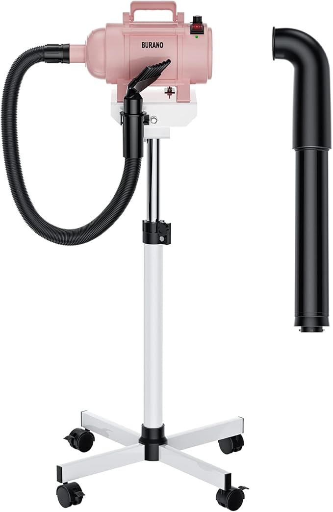 Burano High Velocity Dog Pet Stand Grooming Dog Dryer with 4.3HP Variable Dog Blow Dryer, Fluffy Dry-PawvioPets