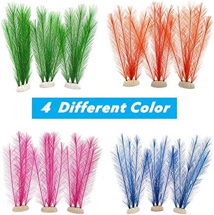 BEGONDIS Aquarium Decorations 5Pcs Fish Tank Artificial Green Water Plants Made of Silk Fabrics Plastic-PawvioPets