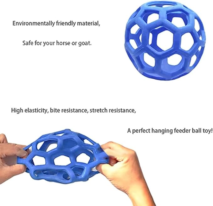 3PCS Hay Feeder Ball Toy for Horses, Goats & Livestock – Rainbow Colors with Hanging Red Cord, Stress Relief & Boredom Prevention (Green, Blue, Red)-PawvioPets