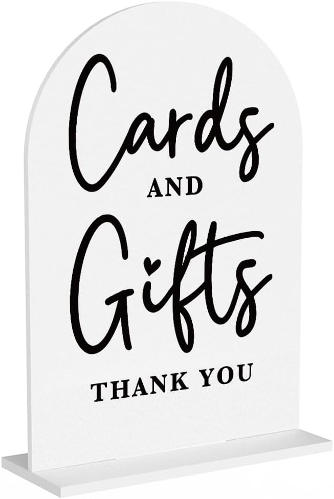 Acrylic Wedding Sign Cards and Gifts Sign for Wedding Wedding Signs for Ceremony Modern Calligraphy Arch Acrylic Table Top Sign for Wedding Reception and Event Party Table(white）