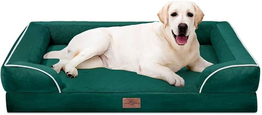 Comfort Expression Extra Large Dog Beds Jumbo Breed, Orthopedic Dog Bed Waterproof, PV Washable Pet Sofa Couch with Removable Cover & Non-Slip Bottom(Jumbo,Emerald)-PawvioPets