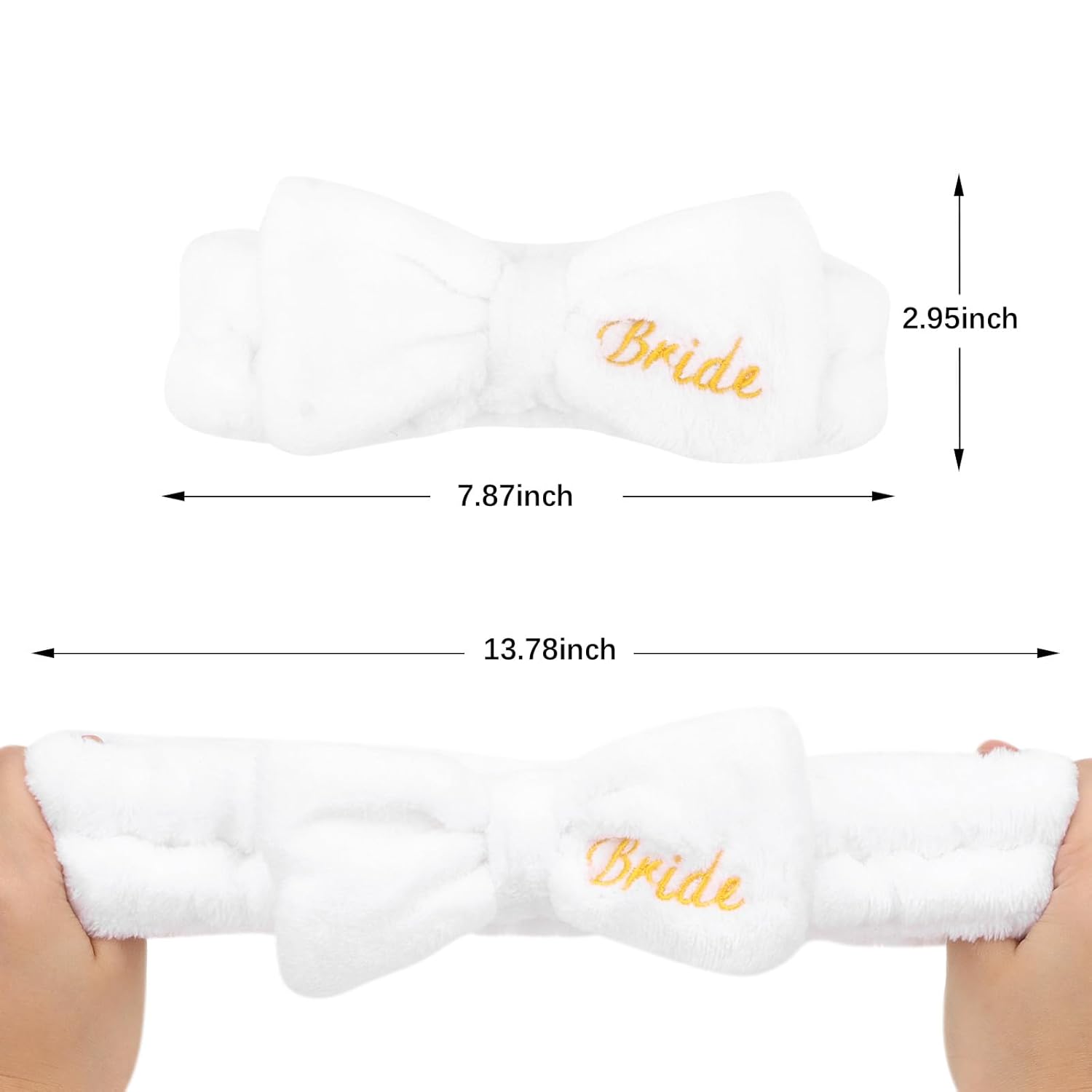 Semato Bachelorette Party Favor Set Bride and Bridesmaid Spa Headband Skincare Headbands for Women Gifts and Party Supplies (1 bride+7white)