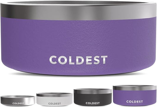 Coldest Dog Bowl - Anti Rust Metal, Non Slip, 3 Layers Insulated Stainless Steel Dog Bowls - Spill Proof & Heavy Duty - Water Bowl for Dogs, Cats & Pets, Dish Washer Safe (100 oz, Galaxy Purple)-PawvioPets