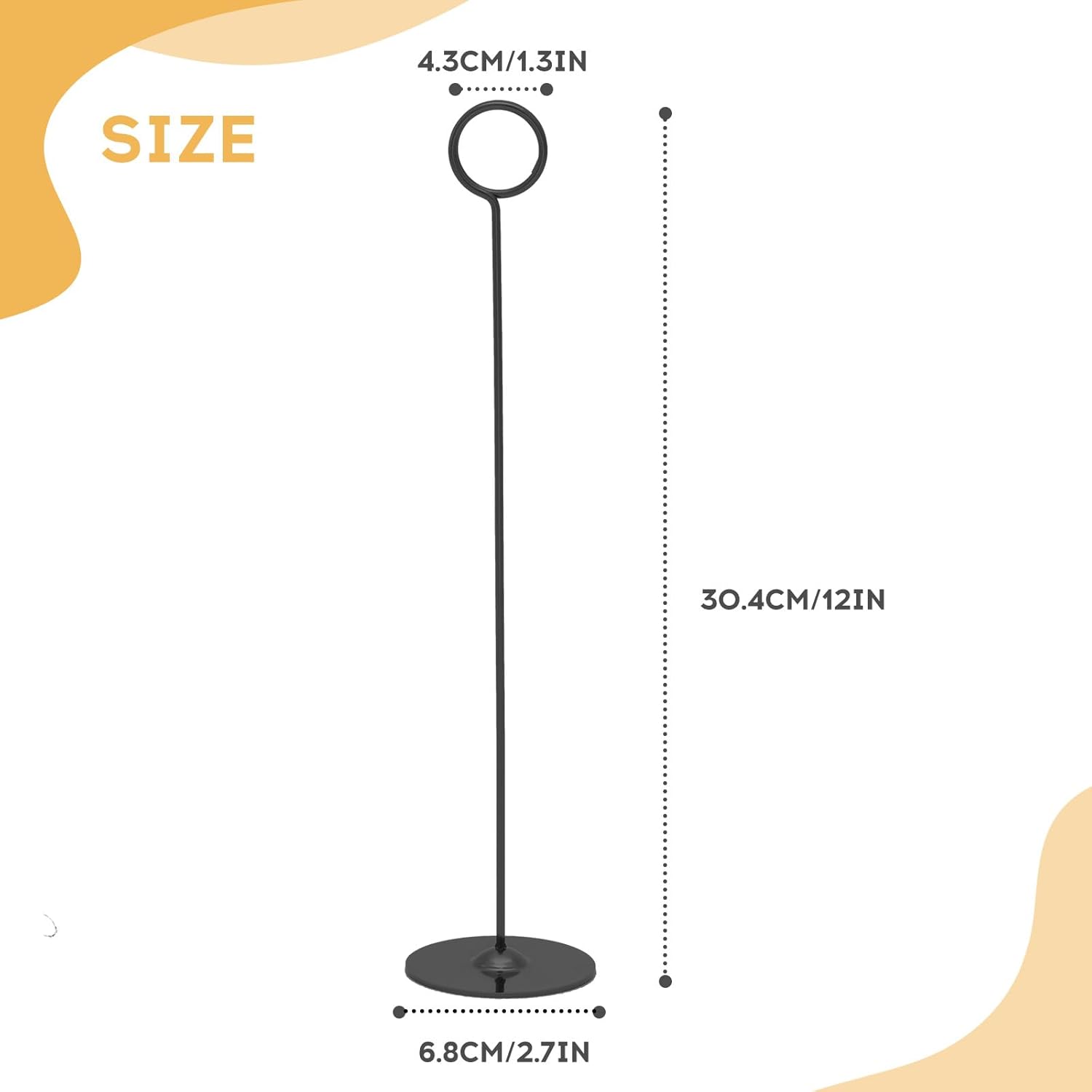 Urban Deco 36PK Table Number Holders Place Card Holders 12 Inch Table Card Holders Steel Card Holders for Photos, Food Signs, Memo Notes, Weddings, Restaurants, Birthdays (Black 36PK)