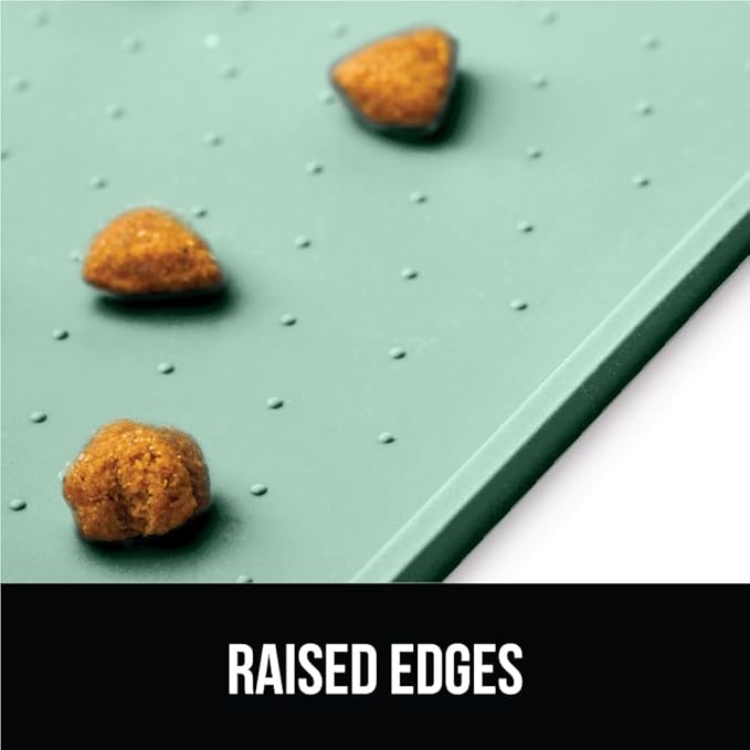 GORILLA GRIP 100% Waterproof Raised Edge BPA Free Silicone Pet Feeding Mat, Dog Cat Food Mats Contain Spills Protects Floors, Placemats for Cats and Dogs Water Bowl, Pets Accessories 28x18 Mint-PawvioPets