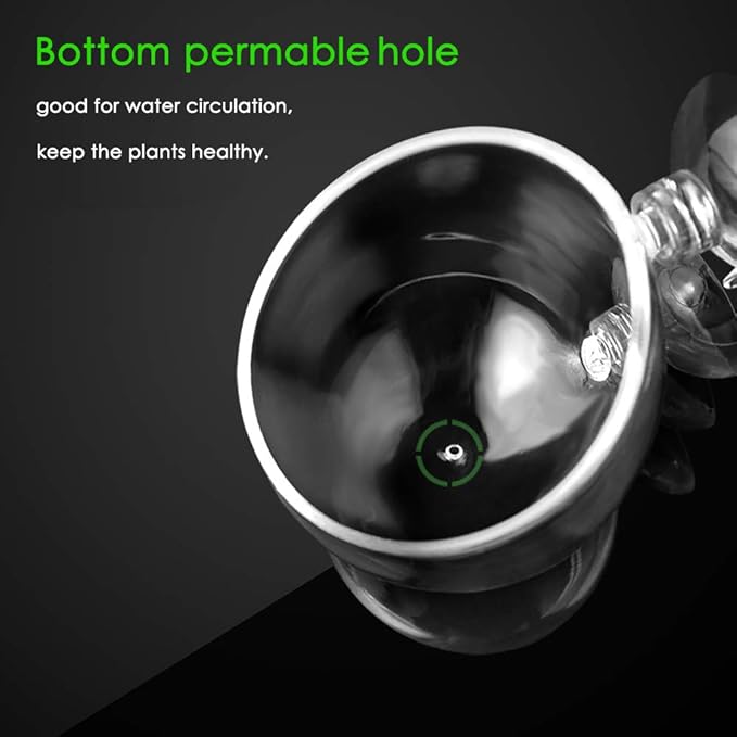 capetsma Aquarium Plant Pot, Glass Fish Tank Plants Holder Aquarium Planter, Aquarium Decoration Plants Cup with 2 Suction Cups for Fish Tank Aquarium Decor Ornament - 1 Pack…-PawvioPets