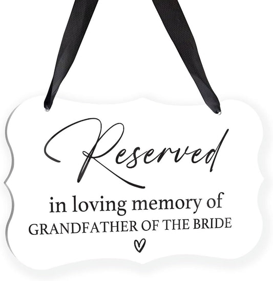 Acrylic Wedding Sign, Ring Bearer Sign, Reserved Seating Signs, for Grandfather of The Bride, Rustic Wedding Decor Signs, Acrylic Wall Art With Ribbon for Chairs Weddings Decor (White)