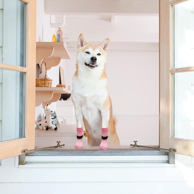 EXPAWLORER Anti Slip Dog Socks to Prevent Licking Paws, Dog Shoes for Hot Pavement, Dog Booties for Small Medium Large Senior Dogs, Traction Control Dog Boots & Paw Protectors for Hardwood Floors-PawvioPets