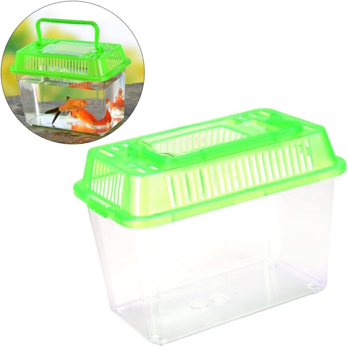 Betta Fish Tank LED Fish Tank Plastic Aquarium Gallon Fish Bowl Small Betta Tank Fish Box with Portable Goldfish Bowl Frog Suite Travel Green Portable Fish Tank Travel-PawvioPets