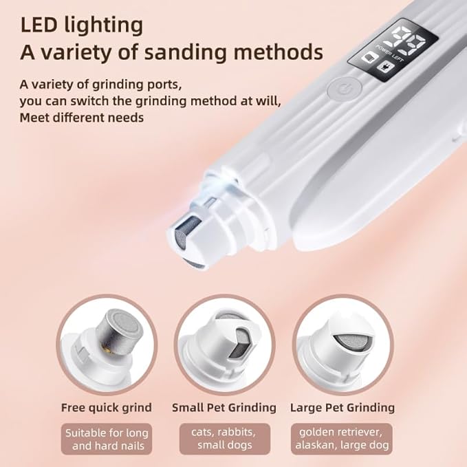 2-in-1 Dog Nail Trimmers & Dog Nail Grinder with 2 LED Lights, USB Rechargeable, Cat Nail Clipper with Splash Guard, and Multiple Grinding Methods for Small, Medium, and Large Dogs & Cats-PawvioPets