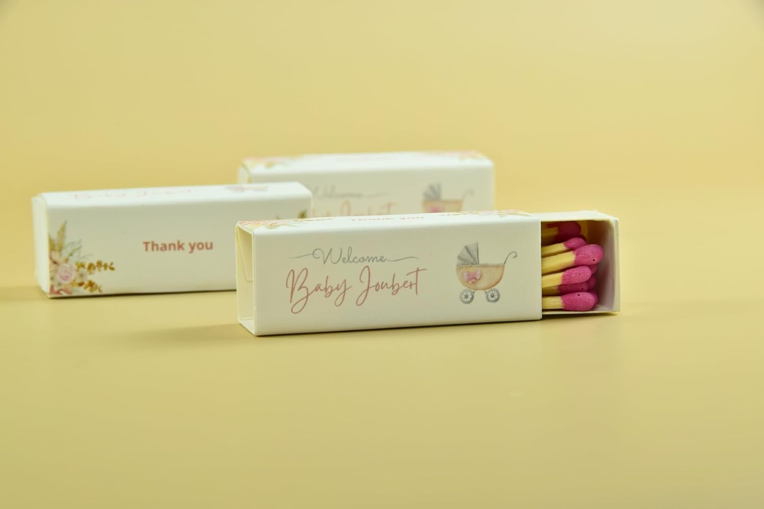 Customizable Baby Shower Matchboxes – Set of 10 – Cute Baby Design – Colorful Matchsticks – Perfect for Baby Shower Favors (2" Matchsticks, Baby #2)