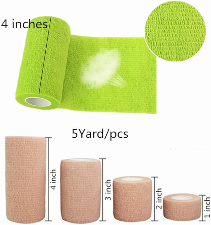 6 Pack 4" x 5 Yards Self Adhesive Bandage Wrap Breathable Cohesive Vet Wrap for Pets, Elastic Self-Adherent Tape for Sports, Wrist, Ankle (Mixed Colors)-PawvioPets