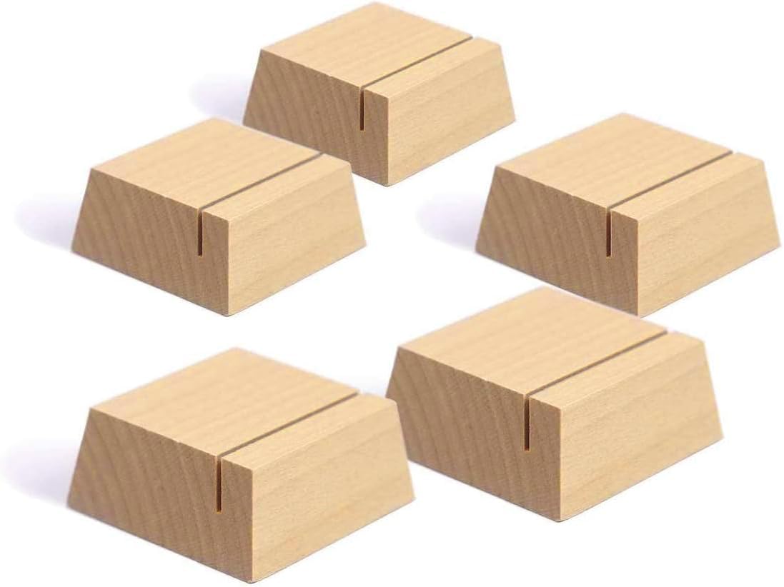UNIQOOO Elegant Birch Wood Stand |1.2mm Slot, for Wedding Table Number Cardstock, Place Card Holder, Photo Display Stand, Small | for Event Decor, Retail Shop, Cafe Restaurant Menu, Business Card, Name Tag, 12 Pack