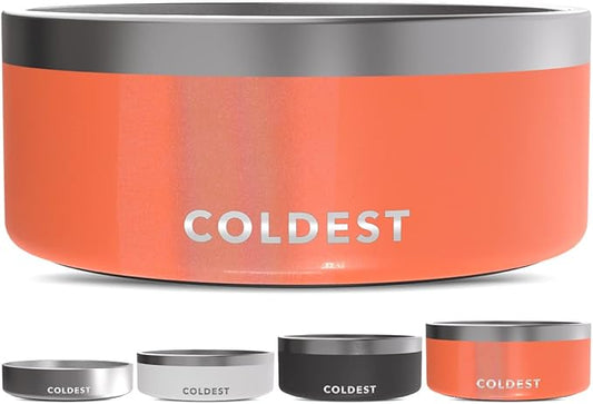 Coldest Dog Bowl - Anti Rust Metal, Non Slip, 3 Layers Insulated Stainless Steel Dog Bowls - Spill Proof & Heavy Duty - Water Bowl for Dogs, Cats & Pets, Dish Washer Safe (100 oz, Candy Red Glitter)-PawvioPets