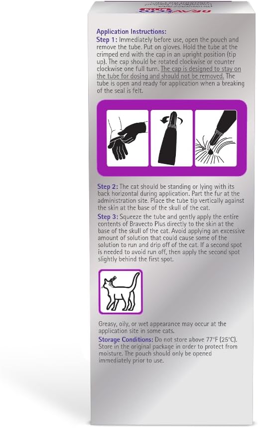 BRAVECTO PLUS Topical Solution for Cats, Flea, Tick & Heartworm, 2 Months Supply, 13.8-27.5 lbs., Purple Box-PawvioPets