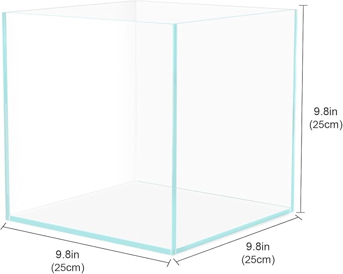 Cube Rimless Aquarium 4 Gallon, Ultra Clear Low Iron Nano Fish Tank for Betta, L9.8×W9.8×H9.8 Glass Thickness 5mm with EVA Foam Leveling Mat-PawvioPets