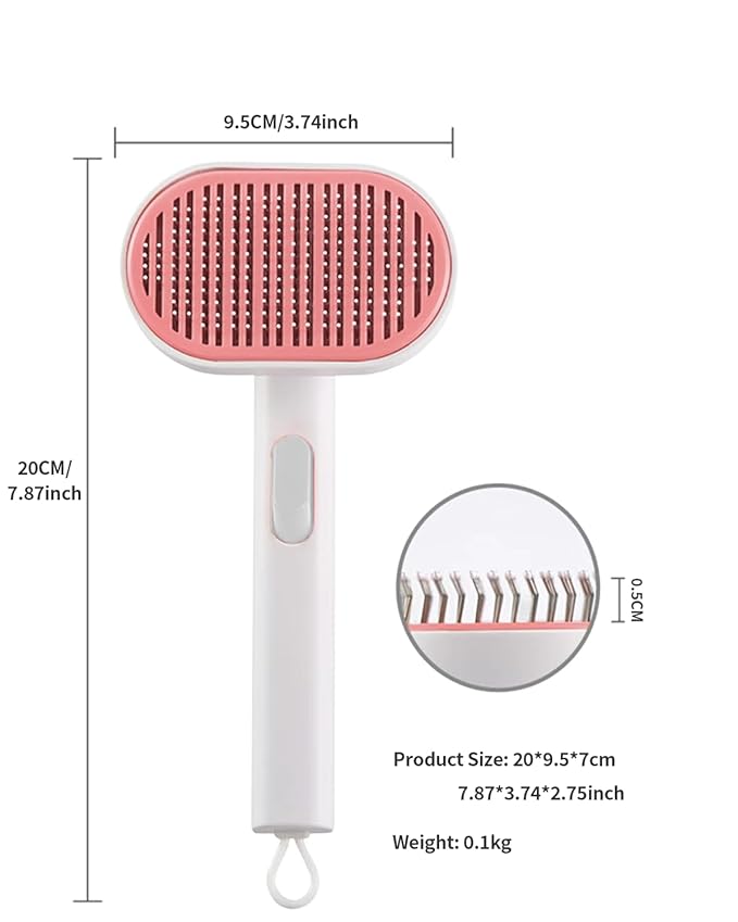 Cat Brush With Release Button - Self-Cleaning Sliker for Indoor Short Cats, Effortless Hair Removal, Gentle on Skin, Grooming for Shedding and Loose Fur-PawvioPets