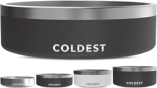 Coldest Dog Bowl - Anti Rust Metal, Non Slip, 3 Layers Insulated Stainless Steel Dog Bowls - Spill Proof & Heavy Duty - Water Bowl for Dogs, Cats & Pets, Dish Washer Safe (42 oz, Stealth Black)-PawvioPets