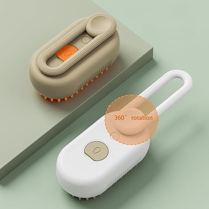4-in-1 Cat Grooming Brush – Water Spray & Self-Cleaning Shedding Brush for Cats & Dogs – Pet Hair Removal & Massage Comb for Long & Short Hair (beige).-PawvioPets