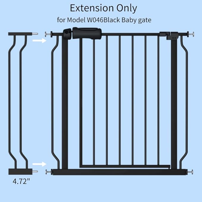 Fairy Baby Safety Gate 4.72 inch Extension for Walk Through Baby Gate Auto Close Child Safety Gates Extension Black-PawvioPets