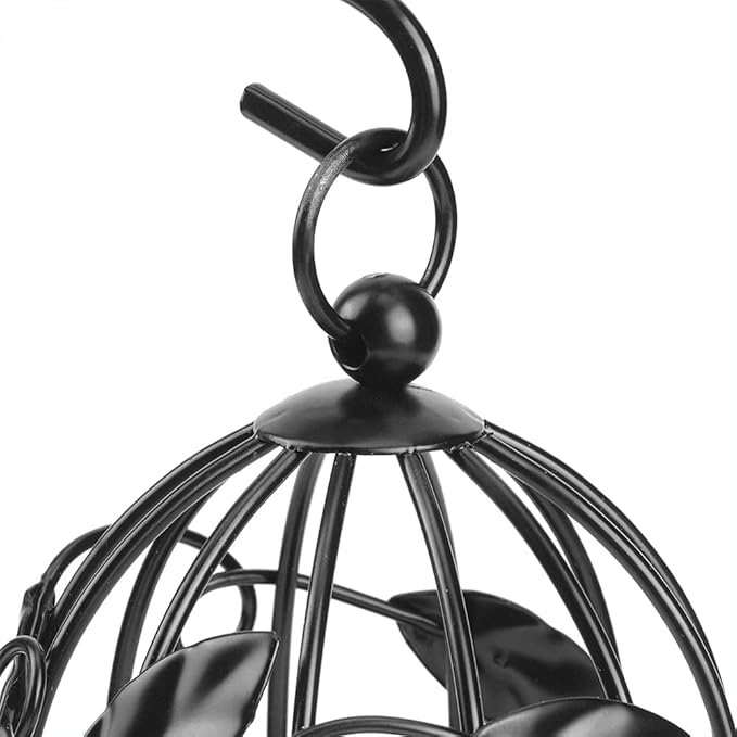 Birdcage Candle Holder, Hanging Candle Holder Decorative Bird Cages Bird Cage Decor Vintage Metal Candlestick for Wedding, Party(Black)-PawvioPets