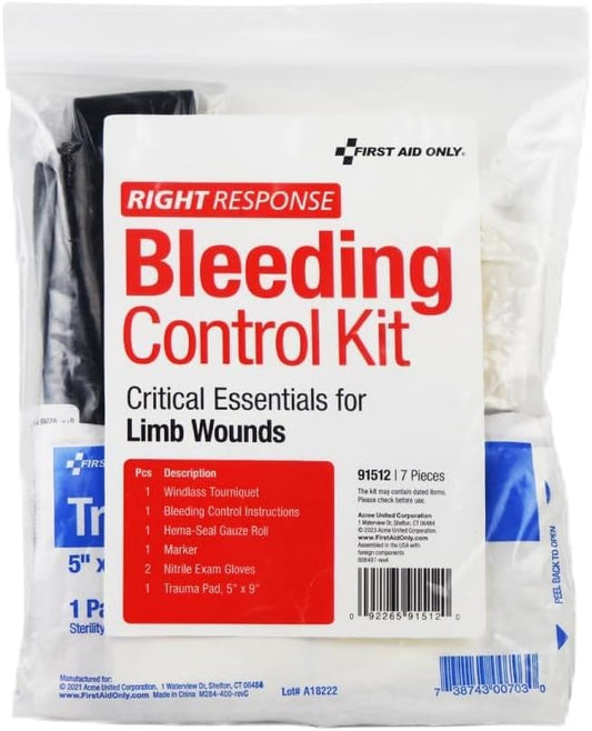 First Aid Only 91512 Critical Essentials Bleeding Control Kit for Limb Wounds, 7 Pieces-PawvioPets
