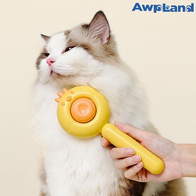 Cat Brush for Short or Long Haired Cats Dogs Rabbits, Cute Dog Brush with Release Button for Massage and Removes Loose Fur-PawvioPets