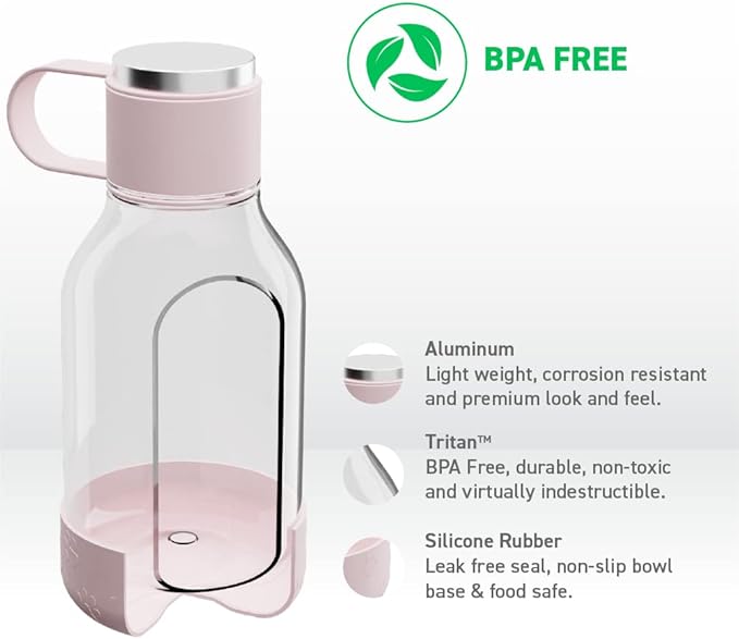 Asobu Buddy Bottle a Stainless Steel Insulated Water Bottle for with Removable Dog Water Bowl and Dog Food and Treat Storage Bowl (Pink, Tritan 50 oz Water Bottle with Bowl)-PawvioPets