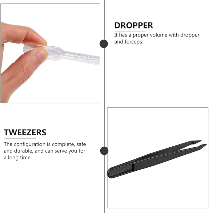 balacoo 8 Sets Jumping Spider Enclosure: Spider Cage Habitat Jumping Terrarium Micro Scorpion Droppers Reptile Hide Clear Enclosure Breeding Box Case with Breeding Tweezers-PawvioPets