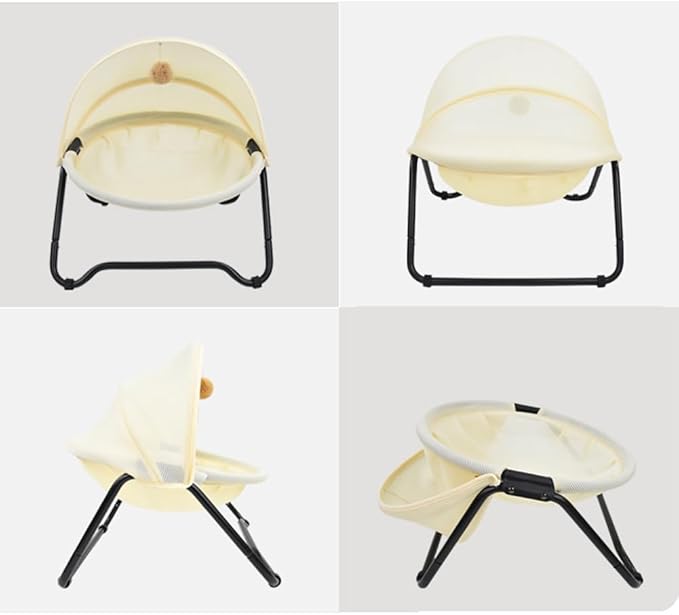Cat Bed, Pet Hammock Bed for Cats and Dogs, Comfortable and Breathable Elevated Cat & Dog Nest, Easy to Assemble, Cover Removable and Washable, Suitable for Indoor and Outdoor Use (Cream)-PawvioPets