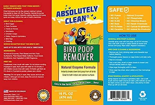 Absolutely Clean Amazing Bird Poop Remover - Just Spray/Wipe - Safely & Easily Removes Bird Messes - Use Indoor/Outdoor - Made in The USA-PawvioPets