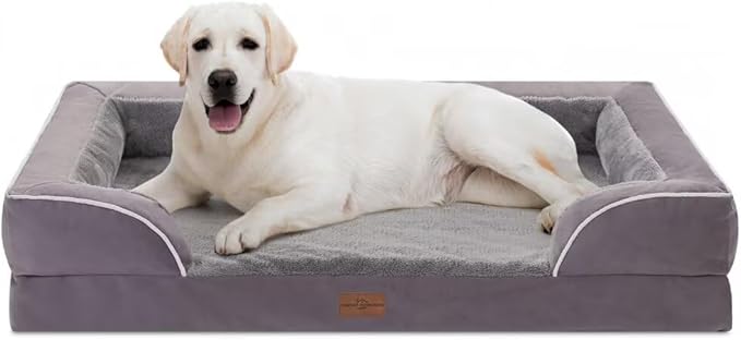 Comfort Expression Jumbo Dog Bed for Extra Large Dogs, Large Breed Waterproof Orthopedic Dog Bed, PV Washable Dogs Sofa Beds with Removable Cover & Non-Slip Bottom(Jumbo,Purple)-PawvioPets