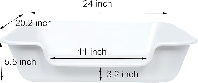 2 Pack of Extra Large Cat Litter Box (ABS Material), Low Entry Senior Litter Pen for Geriatric Kitty Big Cats, Jumbo Pet Safe Litter Boxes Tray for Indoor Pets Potty (White, 24" L x 20" W)-PawvioPets