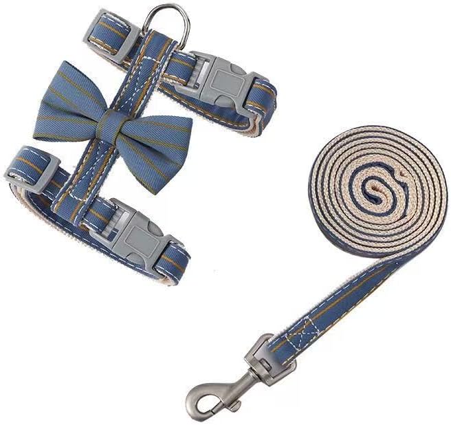 Butterfly Bow Tie Cat Harness and Leash Set - Adjustable, Escape-Proof, Breathable Kitten Vest with Cute Design for Small Cats & Indoor/Outdoor Safety Blue XS-PawvioPets