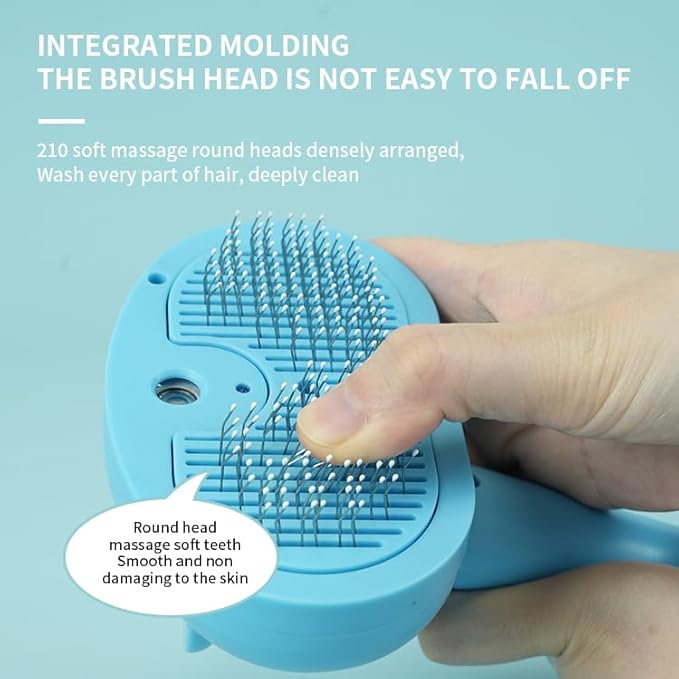 Cat Dog Grooming Brush 5-in-1 Pet Grooming Spray Brush Comb for Massaging and Cleaning Shedding Pet Hair, 1-Touch Release Button for Long/Short Hair Pets (Pink)-PawvioPets