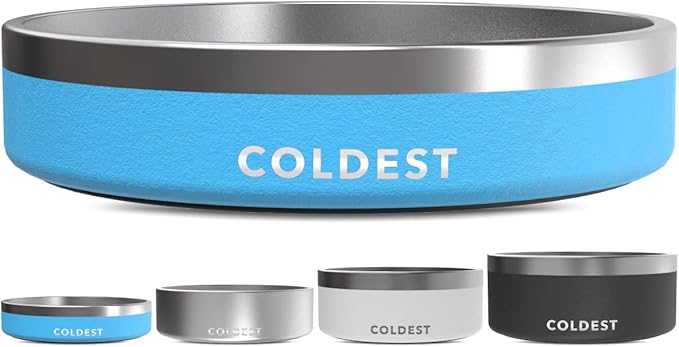 Coldest Dog Bowl - Anti Rust Metal, Non Slip, 3 Layers Insulated Stainless Steel Dog Bowls - Spill Proof & Heavy Duty - Water Bowl for Dogs, Cats & Pets, Dish Washer Safe (21 oz, Celestial Blue)-PawvioPets
