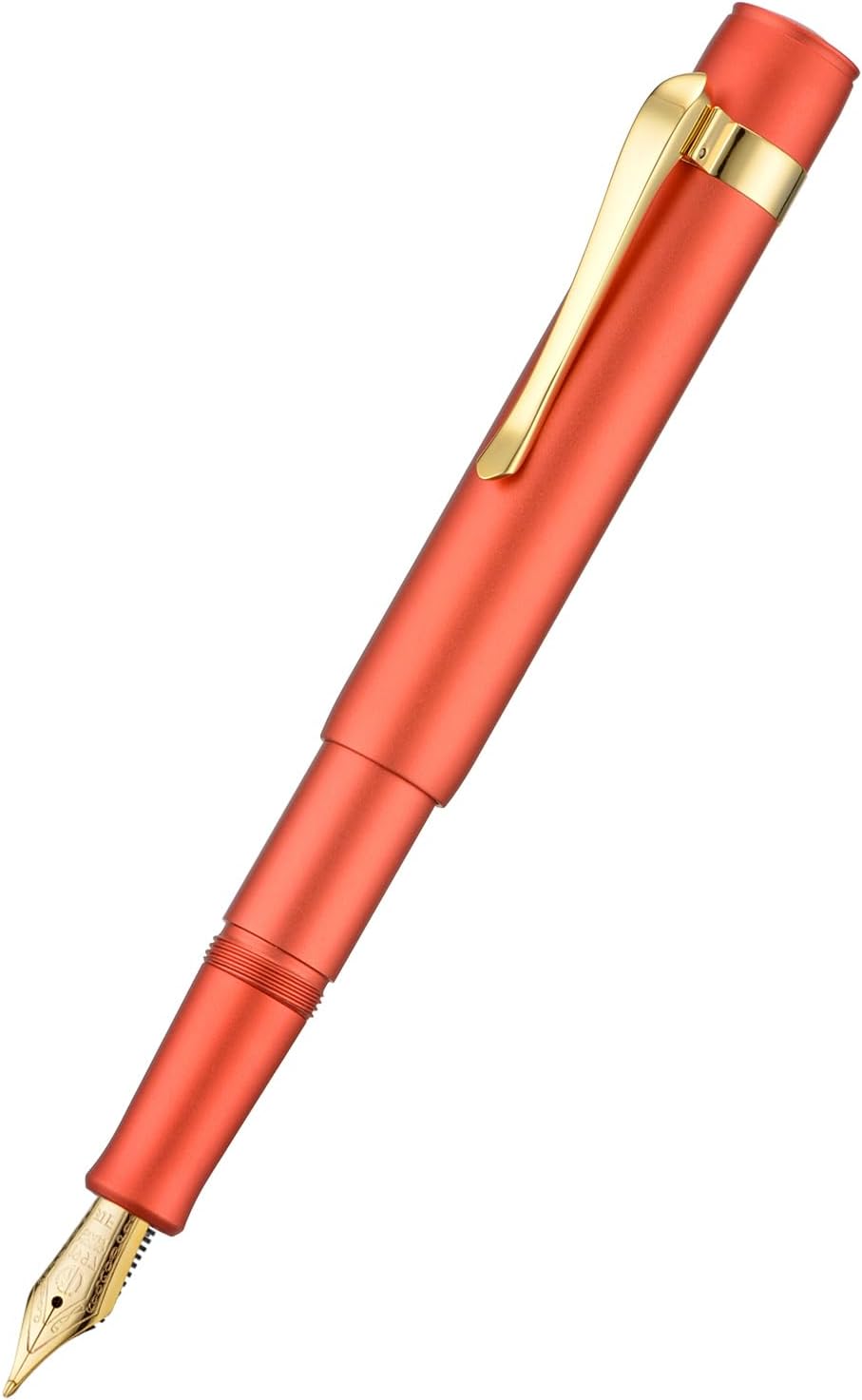 Hongdian M2 Black Forest Mini Fountain Pen, Long Blade Nib & Sleek Shape Aluminium Short Pocket Travel Pen (Orange Red)