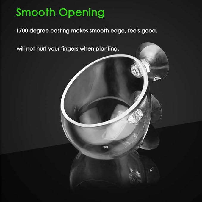 capetsma Aquarium Plant Pot, Glass Fish Tank Plants Holder Aquarium Planter, Aquarium Decoration Plants Cup with 2 Suction Cups for Fish Tank Aquarium Decor Ornament - 1 Pack…-PawvioPets