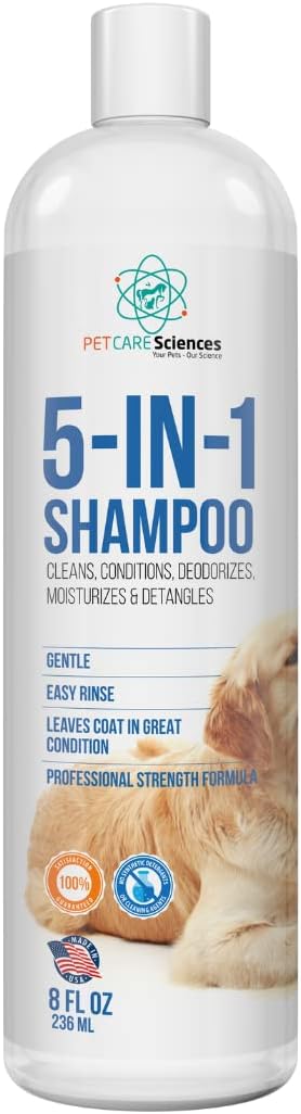 8 floz 5 in 1 Dog Shampoo for Itchy Skin - Sensitive Skin Dog Shampoo for Smelly Dogs - Dog Shampoos & Conditioners - Made in The USA-PawvioPets