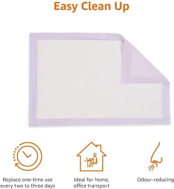 Amazon Basics Cat Litters Pee Pads, 40 Count, Universal Fit for Litter Box, Odor Control, Unscented, Purple-PawvioPets