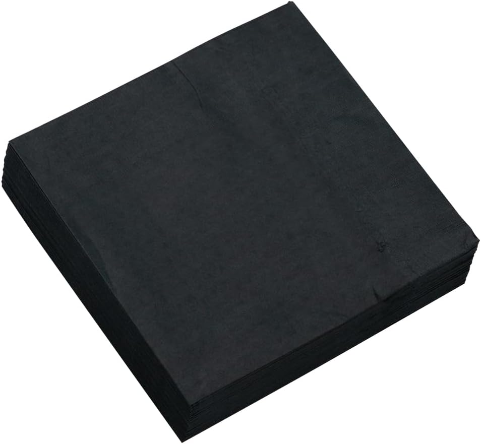JAM PAPER Medium Lunch Napkins - 6 1/2 x 6 1/2 - Black - 50/Pack