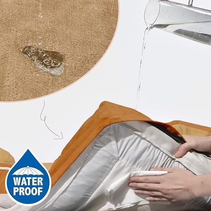 Comfort Expression Medium Dog Beds Waterproof Orthopedic Foam Dog Sofa Beds for Medium Large Dogs Comfy Pet Bed with Washable Removable Cover & Non-Slip Bottom(Medium,Caramel)-PawvioPets