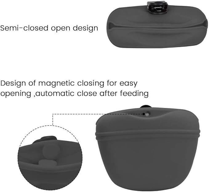 AUDWUD - Silicone Dog Treat Pouch - Clip on Portable Training Container - Convenient Magnetic Buckle Closing and Waist Clip - No BPA-PawvioPets
