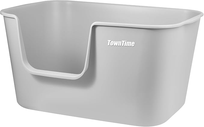 Extra Large Kitty Litter Box with High Sides, Anti-Splashing, Tool-Free Assembly, Multi Cat, Jumbo (Grey) 24.60" L x 16.92" W x 12.99" H-PawvioPets